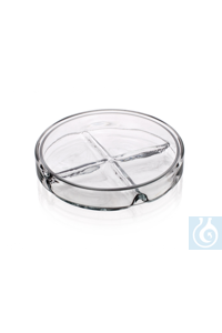 Petri dishes with four compartments, Ø 1= 80 x Ø 2= 75 x H 15 mm, Simax® borosilicate glass,...